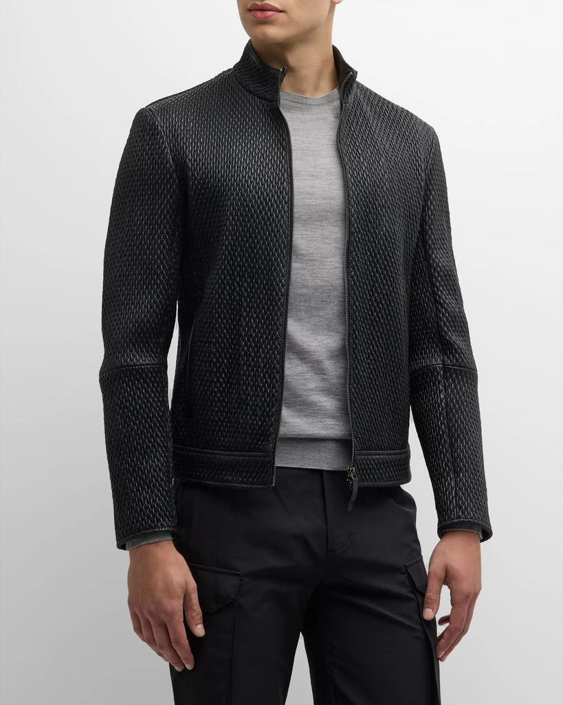 商品Emporio Armani|Men's Textured Leather Jacket,价格¥9879,第1张图片