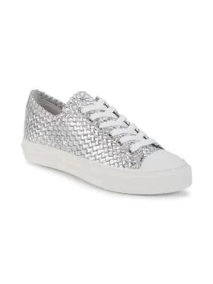 商品Stuart Weitzman|Wova Metallic Woven Leather Sneakers,价格¥720,第2张图片详细描述