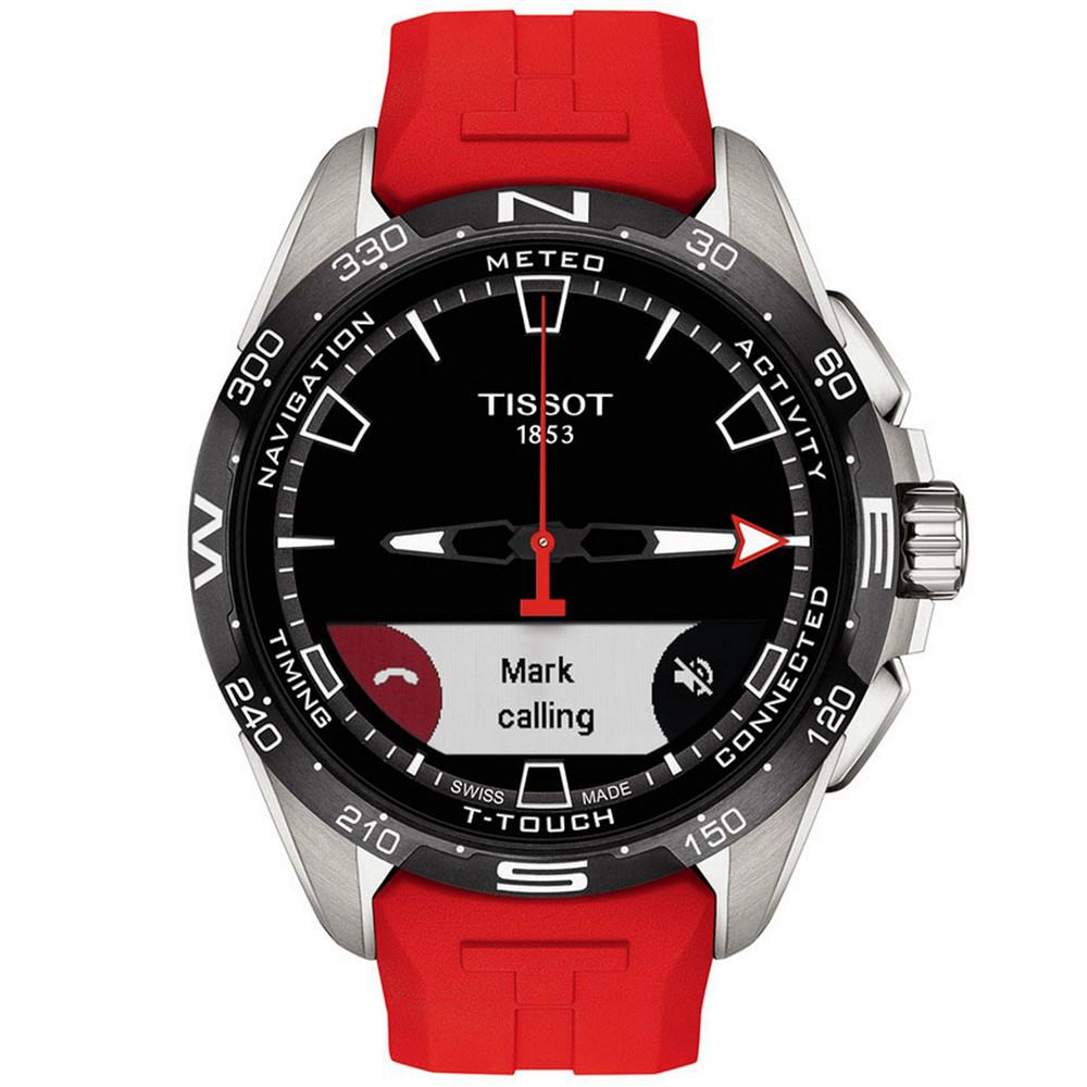 Men's Swiss T-Touch Connect Solar Red Rubber Strap Smart Watch 48mm商品第6张图片规格展示