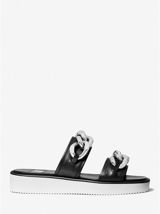 商品Michael Kors|Scarlett Chain Link Leather Slide Sandal,价格¥489,第4张图片详细描述