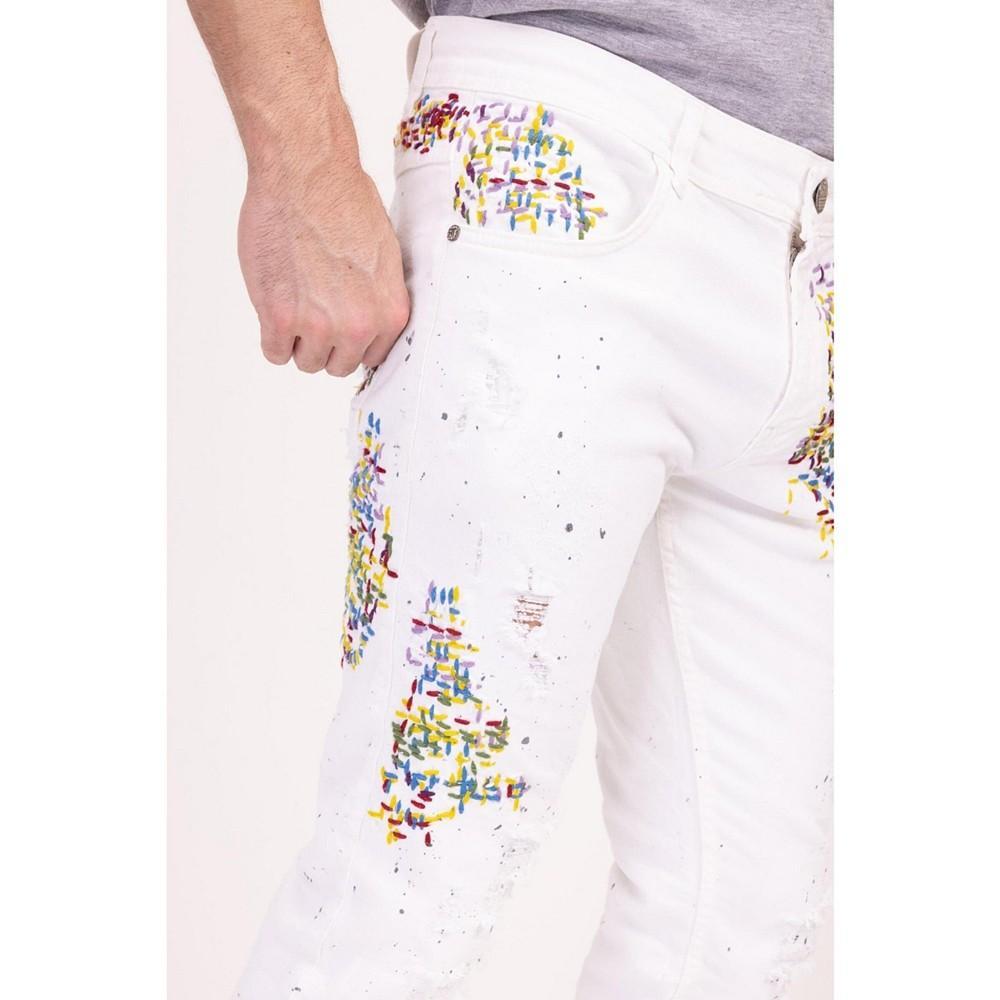 商品RON TOMSON|Men's Modern Embroidered Denim Jeans,价格¥1610,第6张图片详细描述