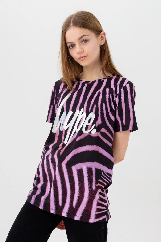 商品HYPE GIRLS|HYPE GIRLS BLACK ZEBRA CRUSH SCRIPT T-SHIRT,价格¥84,第1张图片