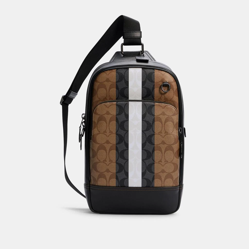 商品Coach|Coach Outlet Graham Pack In Blocked Signature Canvas With Varsity Stripe,价格¥1558,第4张图片详细描述