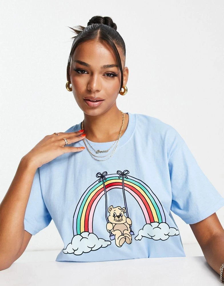 商品New Love Club|New Love Club oversized t-shirt with cute bear print in blue,价格¥104,第1张图片