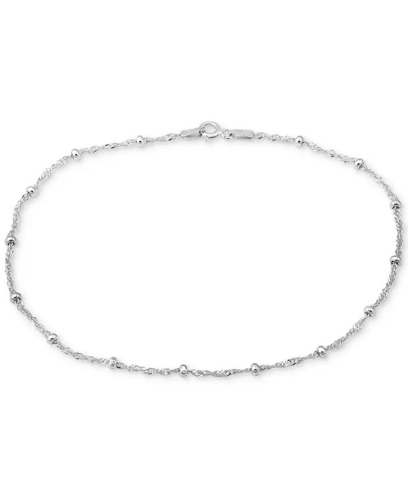 商品Giani Bernini|Sterling Silver Ankle Bracelet, Small Beaded Singapore Chain, Created for Macy's,价格¥522,第1张图片