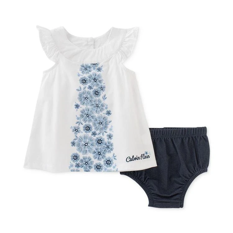 商品Calvin Klein|2-Pc. Floral Tunic & Diaper Cover Set, Baby Girls (0-24 months),价格¥57,第2张图片详细描述