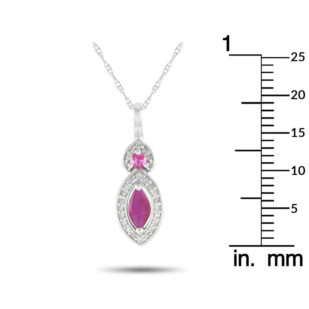 商品LB Exclusive|14K White Gold 0.07ct Diamond and Ruby Marquise Necklace PD4-16299WRU,价格¥2124,第4张图片详细描述