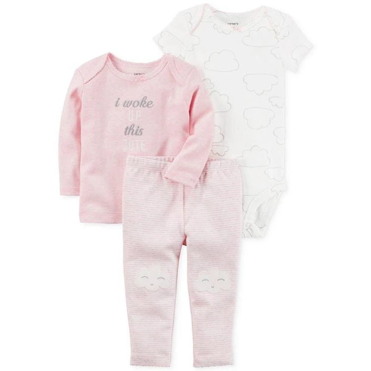 商品Carter's|3-Pc. I Woke Up This Cute T-Shirt, Bodysuit & Pants Set, Baby Girls,价格¥75,第1张图片