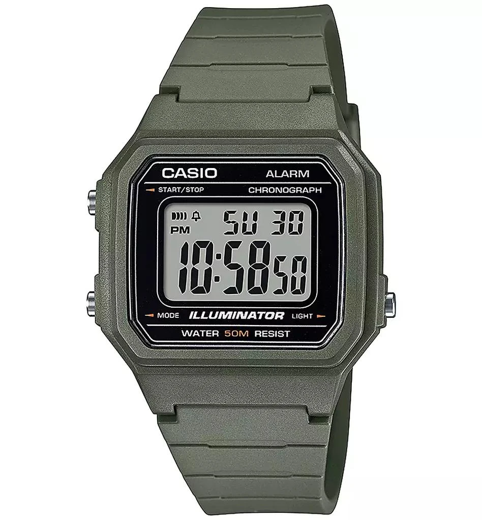商品Casio|Men's Digital Green Resin Strap Watch 41mm, W217H-3AV,价格¥223,第1张图片