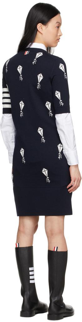 商品Thom Browne|Navy 4-Bar Half Drop Sky Short Dress,价格¥8276,第5张图片详细描述