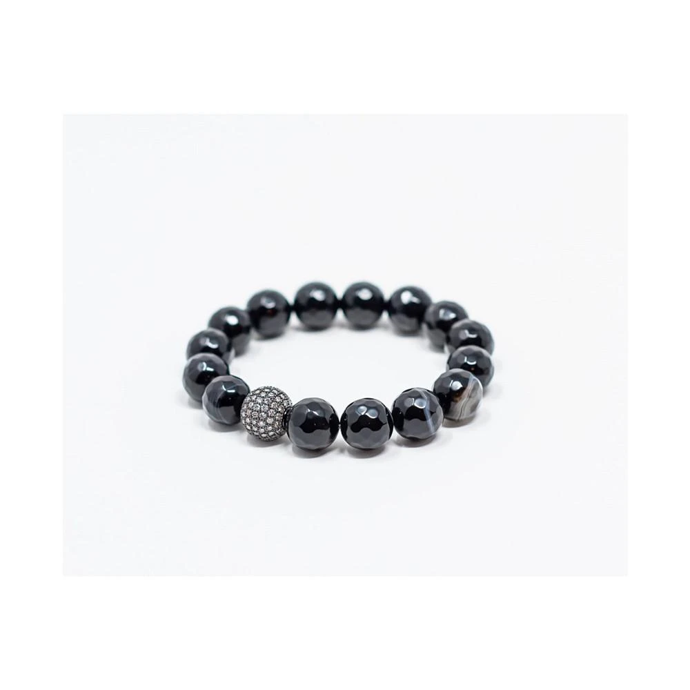 商品Katie's Cottage Barn|Black Agate Gemstone with Gunmetal Pave Focal Bead Bracelet,价格¥359,第1张图片