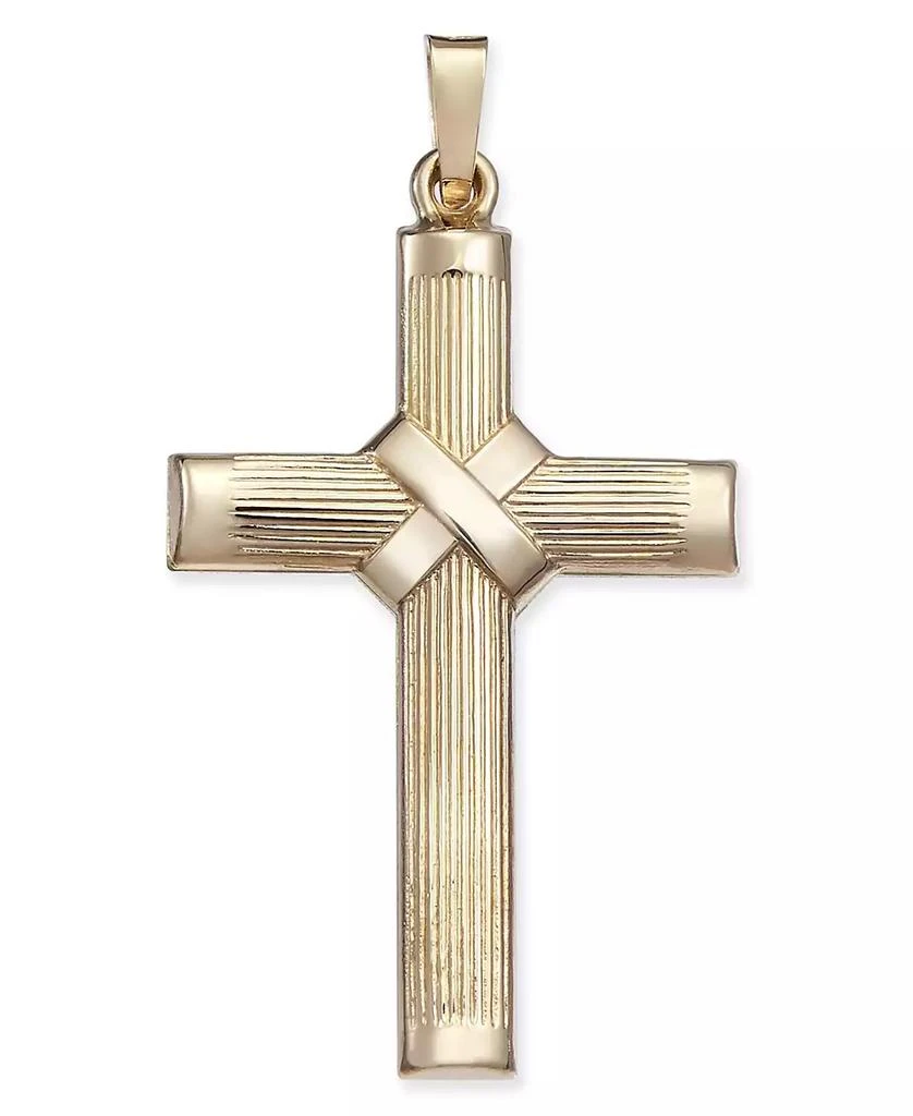 商品Macy's|Ridged Cross Pendant in 14k Gold,价格¥1029,第1张图片