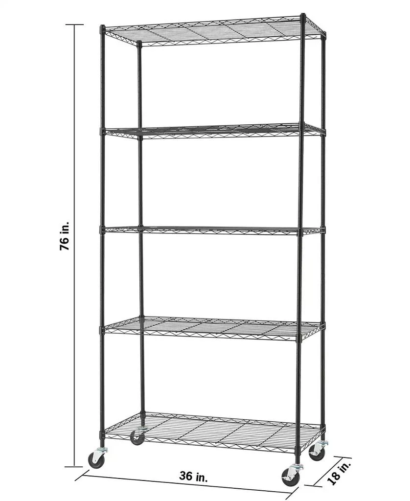 商品TRINITY|Basics 5-Tier Wire Shelving Rack with NSF Includes Wheels,价格¥1629,第3张图片详细描述