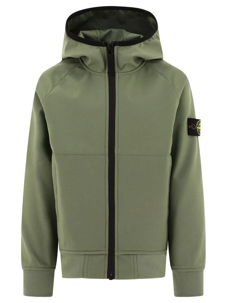 商品Stone Island Junior|Stone Island Junior Zipped Logo Patch Hooded Jacket,价格¥1229,第1张图片