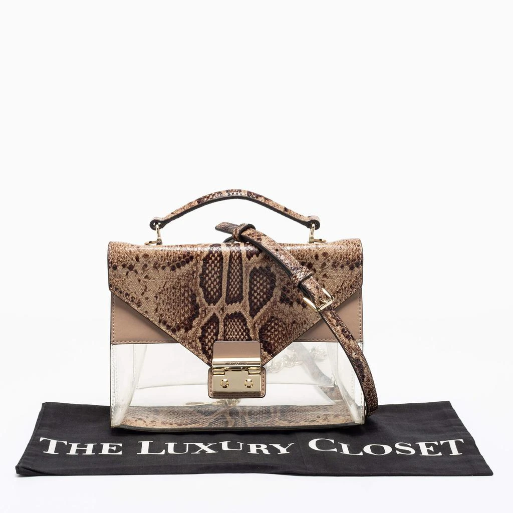 Michael Kors Beige/Brown Python Embossed Leather And PVC Sloan Top Handle Bag 商品