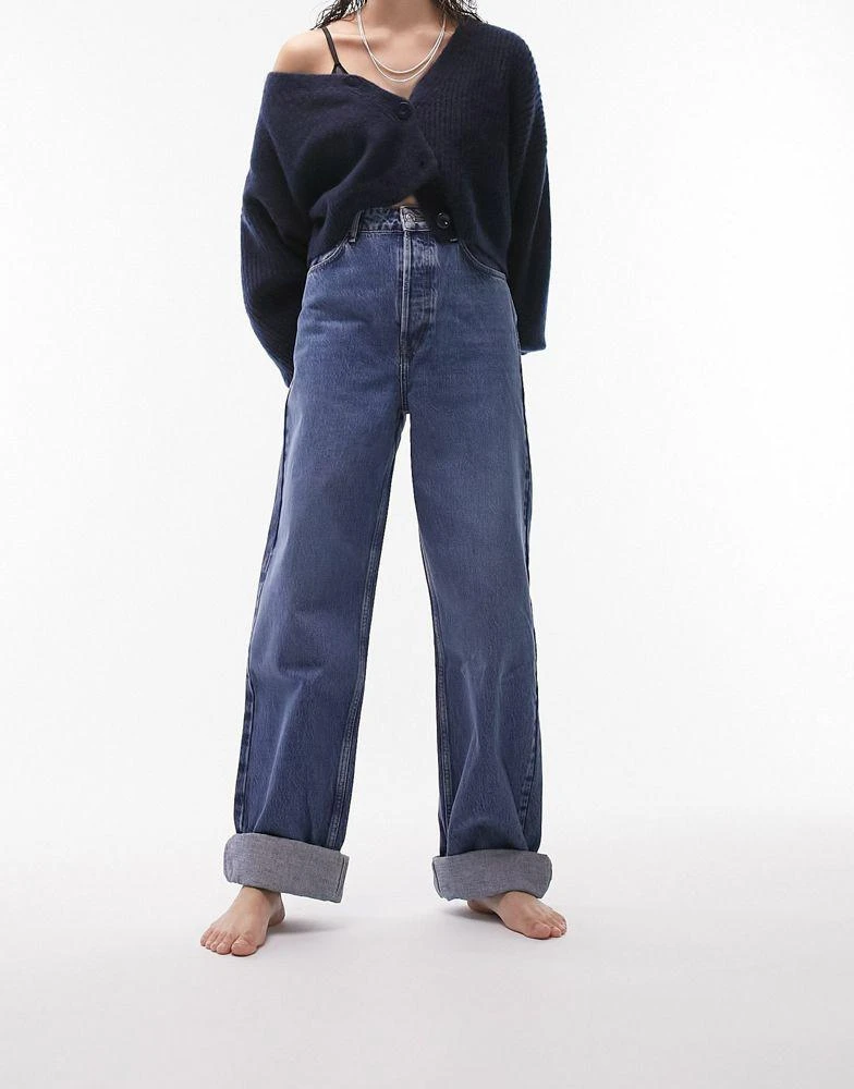 商品Topshop|Topshop oversized Mom jeans in mid blue,价格¥325,第3张图片详细描述