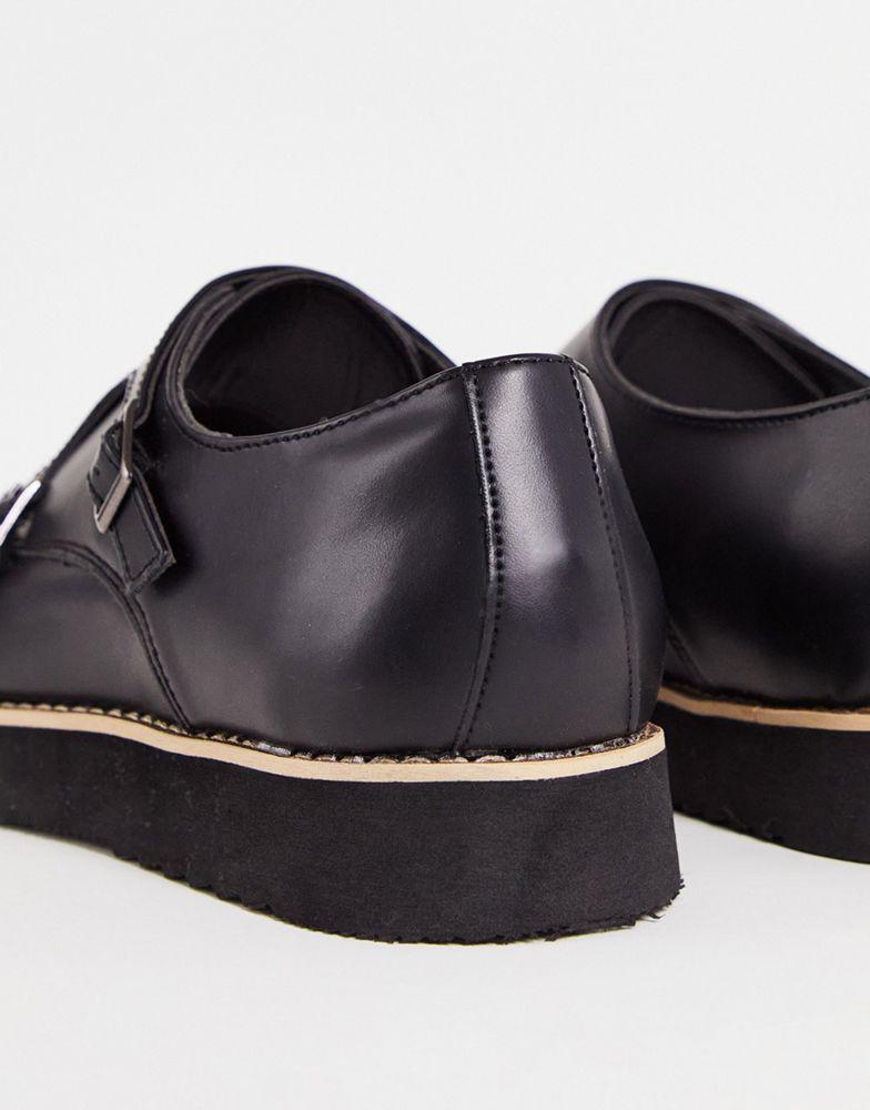商品Hugo Boss|Truffle Collection casual monk strap shoes in high shine black,价格¥187,第4张图片详细描述