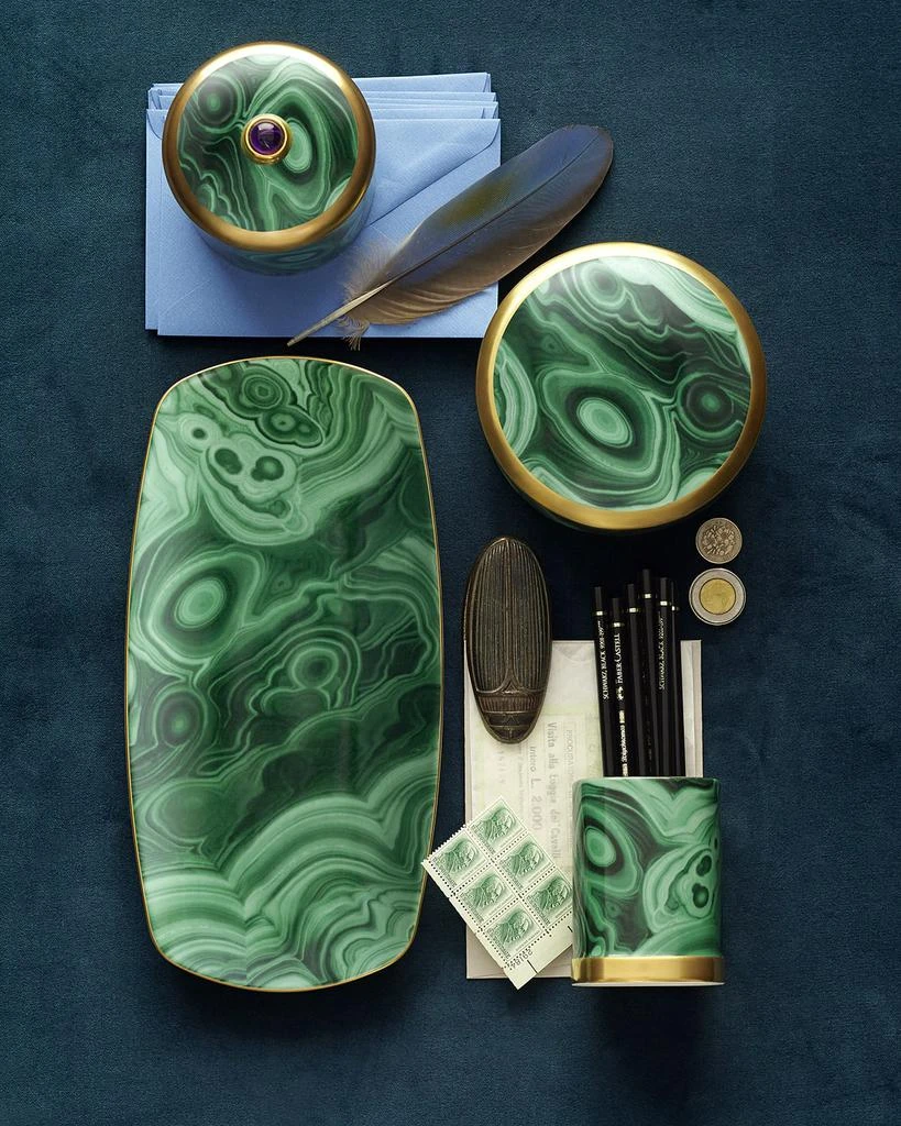 商品L'Objet|Malachite Rectangular Tray,价格¥1745,第2张图片详细描述