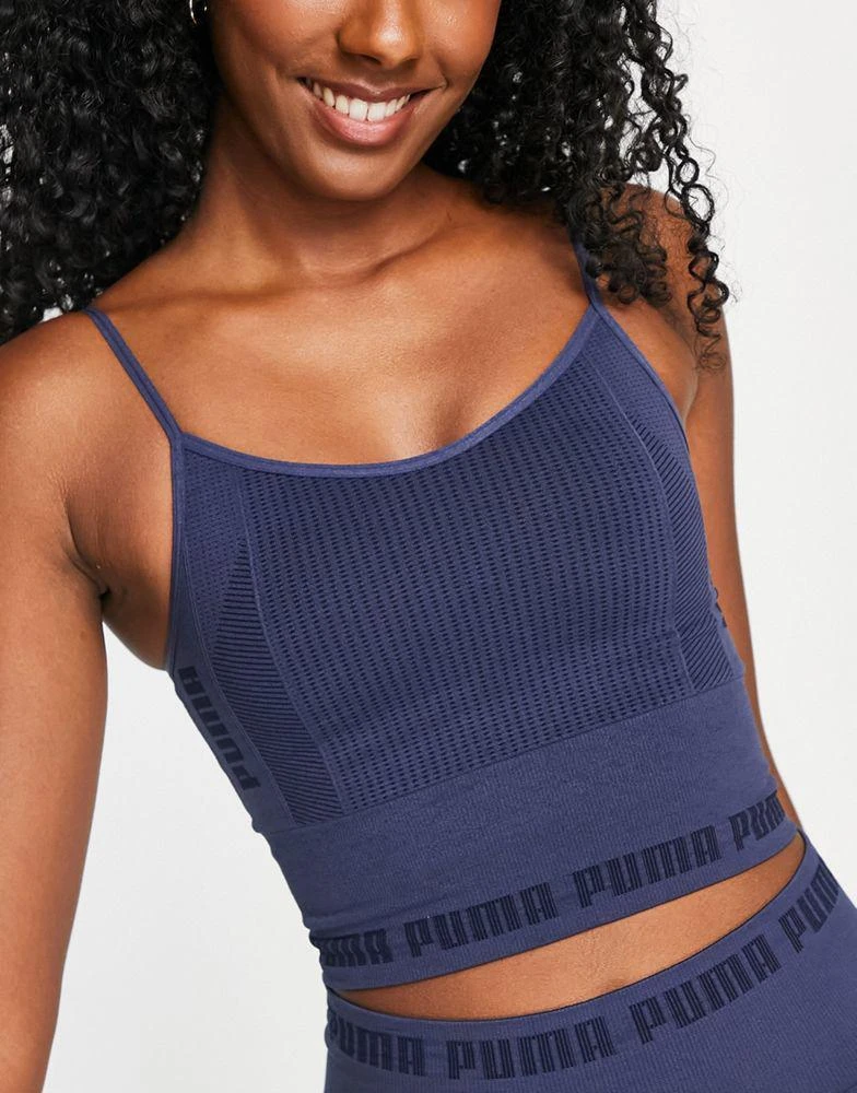 商品Puma|Puma Evoknit seamless light support sports bra in navy,价格¥115,第1张图片