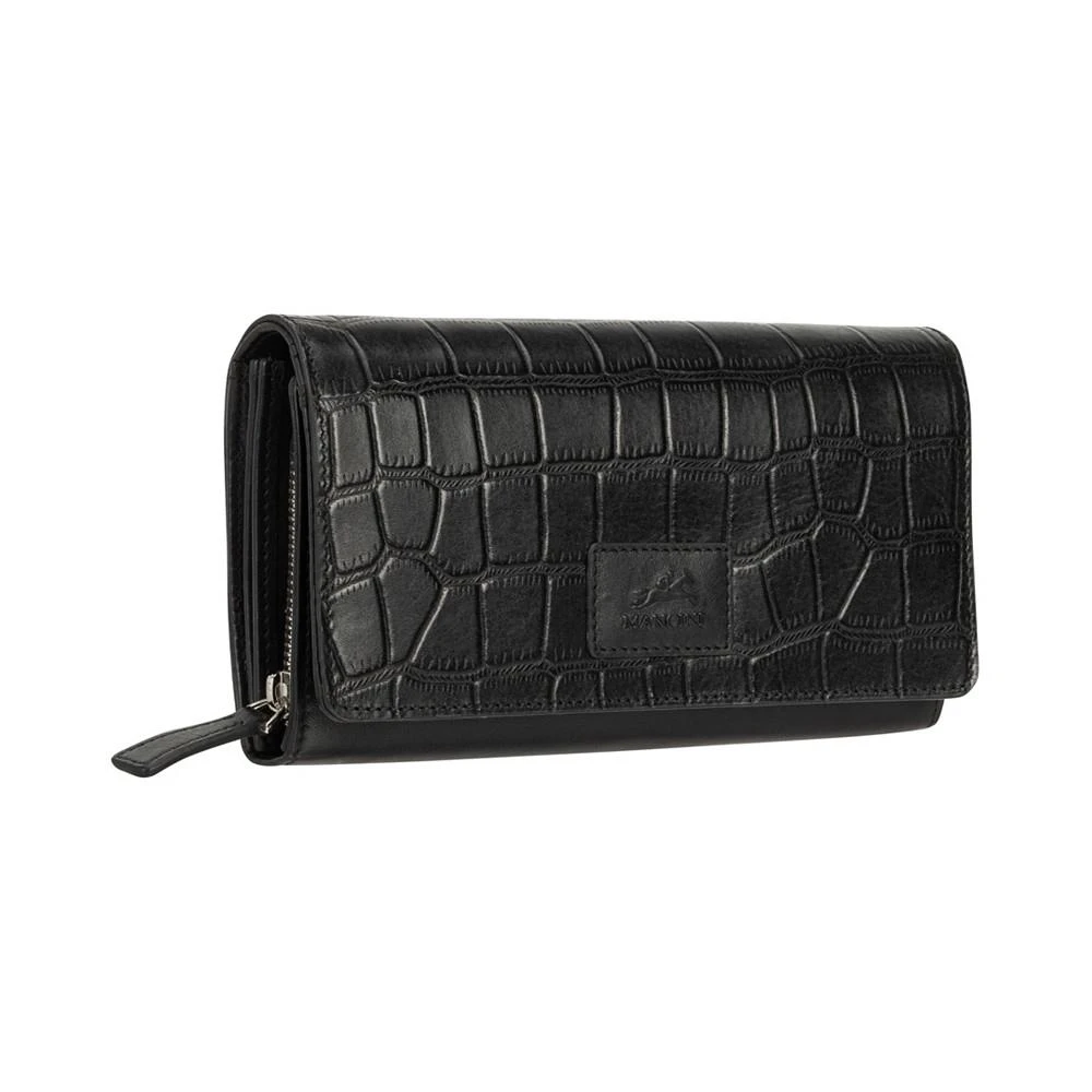 商品Mancini Leather Goods|Women's Croco Collection RFID Secure Clutch Wallet,价格¥771,第2张图片详细描述