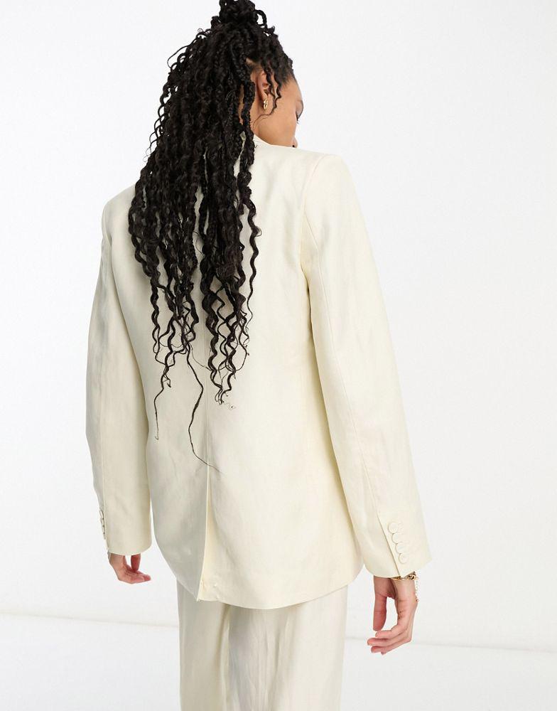 & Other Stories co-ord linen blend blazer in off white商品第2张图片规格展示