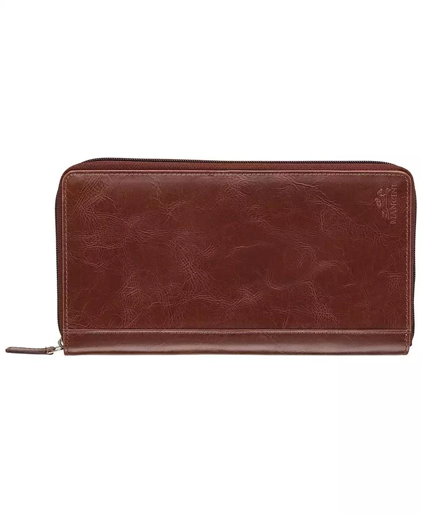 商品Mancini Leather Goods|Men's Casablanca Collection Deluxe Zippered Passport and Travel Organizer,价格¥412,第1张图片