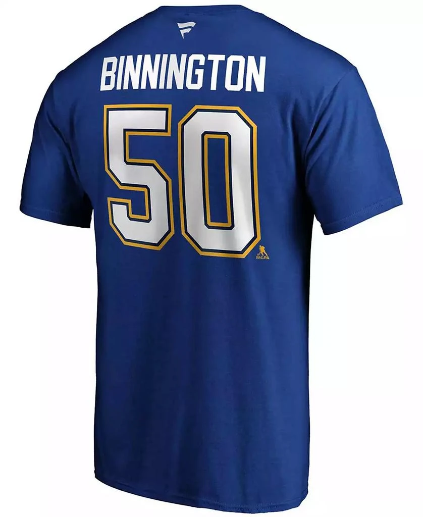 商品Majestic|Fanatics Branded Men's Jordan Binnington Blue St. Louis Blues Team Authentic Stack Name & Number T-Shirt,价格¥263,第3张图片详细描述