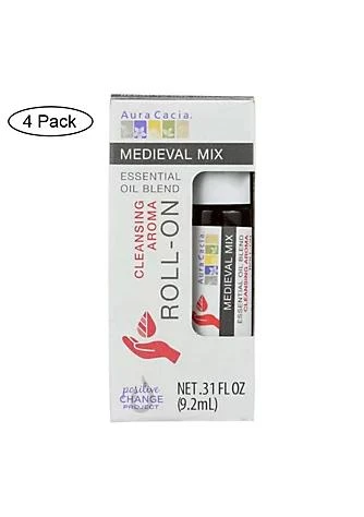 商品Aura Cacia|Cacia Roll On Essential Oil   Medieval   Case Of 4   .31 Fl Oz,价格¥260,第1张图片