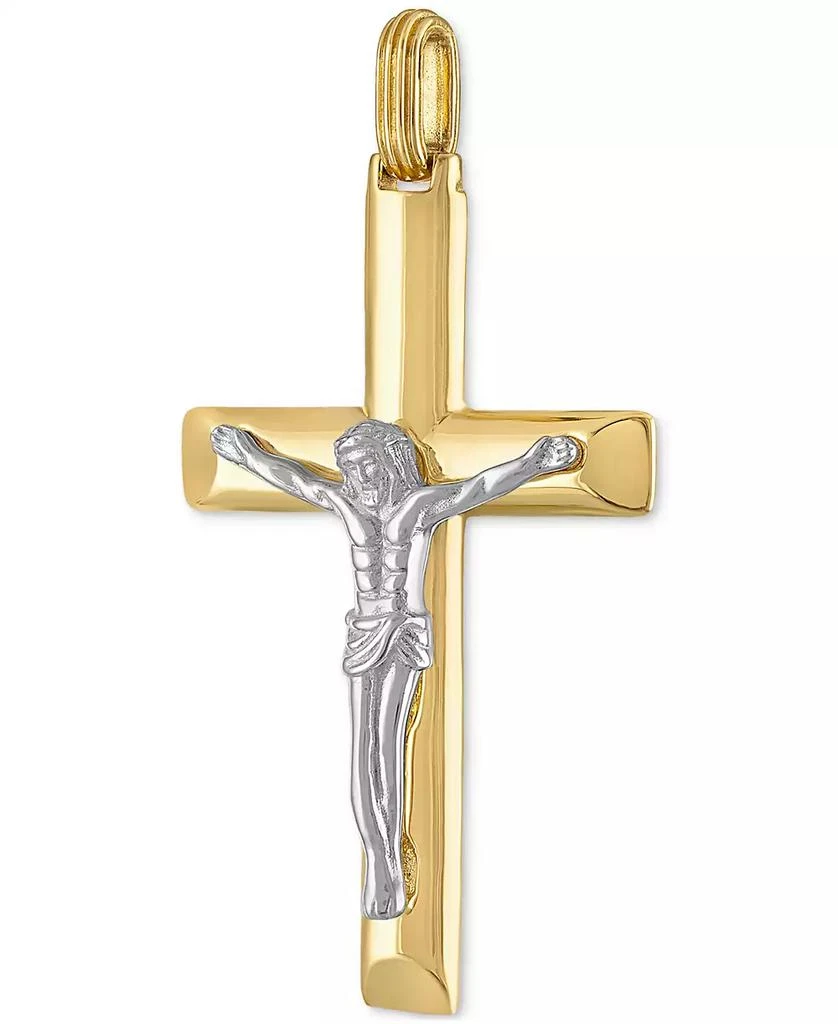 商品Esquire Men's Jewelry|Two-Tone Crucifix Pendant in Sterling Silver & 14k Gold-Plate, Created for Macy's,价格¥898,第2张图片详细描述