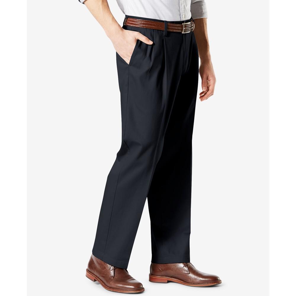 商品Dockers|Men's Signature Lux Cotton Relaxed Fit Pleated Creased Stretch Khaki Pants,价格¥463,第5张图片详细描述