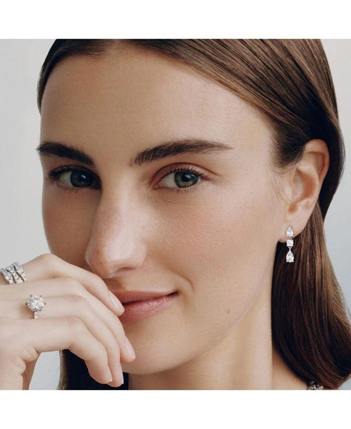 商品VRAI|Three Stone Drop Earrings in 14K White Gold, 2.0ctw Round Brilliant & Pear Lab Grown Diamonds,价格¥16520,第4张图片详细描述