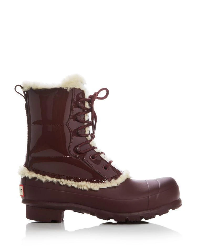 商品Hunter|Women's Original Patent Leather Lace Up Shearling Lined Rain Boots,价格¥1544,第2张图片详细描述