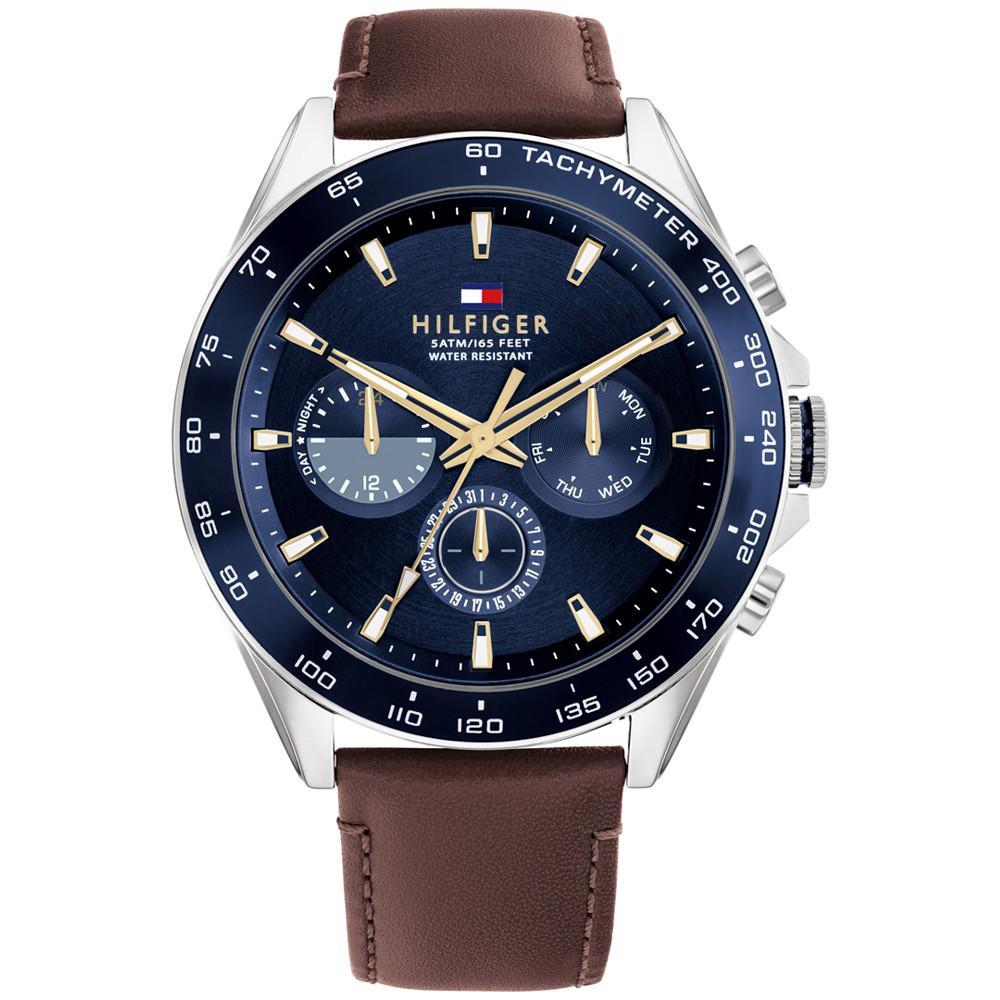 商品Tommy Hilfiger|Men's Brown Leather Strap Watch 46mm,价格¥1216,第1张图片