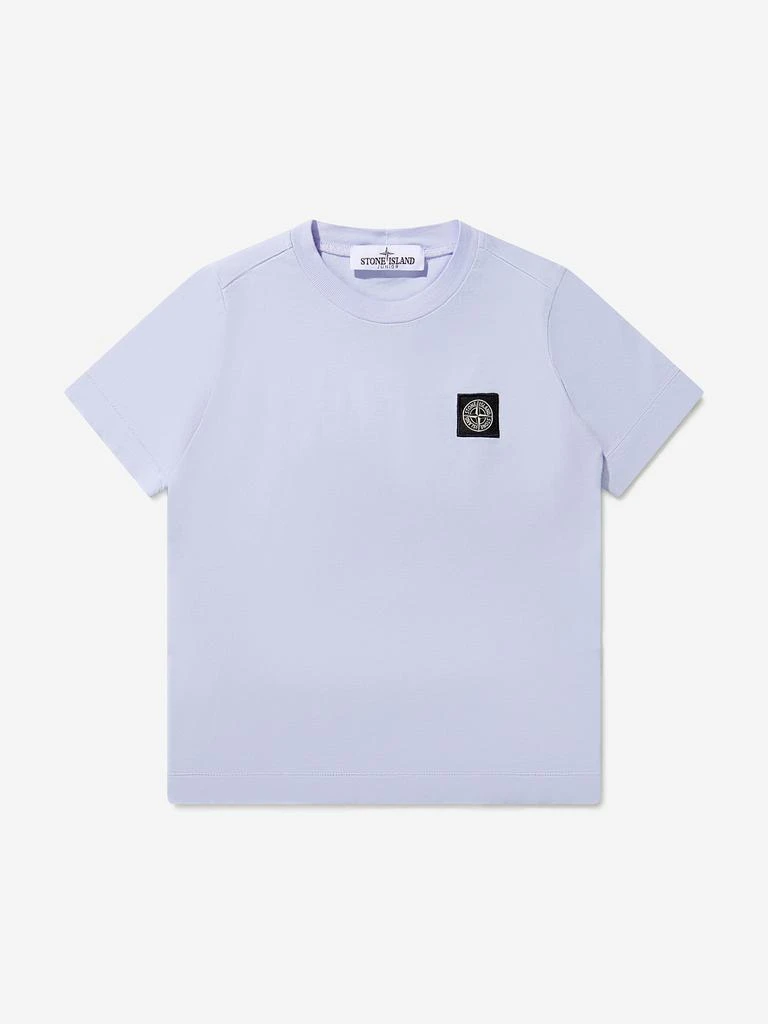 商品Stone Island|Stone Island Pink, Yellow, Blue, Cream, Lilac, Navy Boys Cotton Short Sleeve Logo T-Shirt,价格¥419,第2张图片详细描述