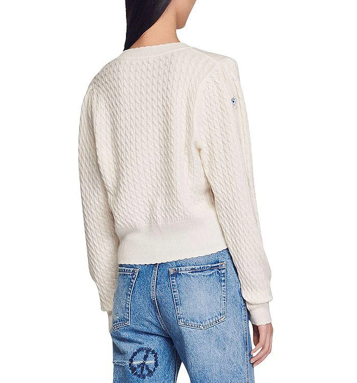 商品Sandro|Touquet Floral Embroidered Cable Knit Sweater,价格¥1272,第2张图片详细描述