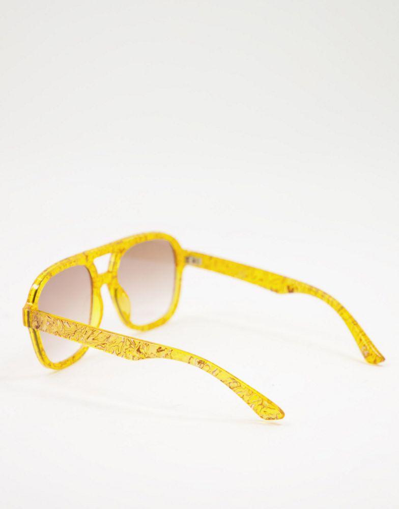ASOS DESIGN frame aviator sunglasses in brown acetate transfer  - BROWN商品第3张图片规格展示