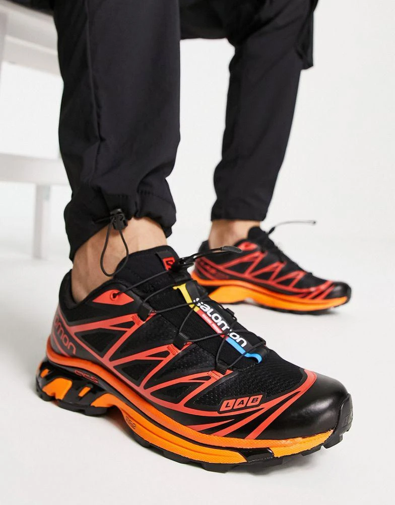 商品Salomon|Salomon Unisex XT-6 trainers in Black/Magnet/Vibrant Orange,价格¥1317,第1张图片