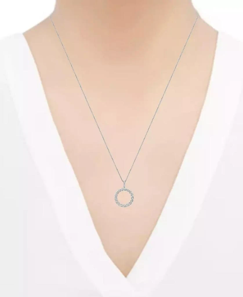 商品Macy's|Diamond Circle 18" Pendant Necklace (1/2 ct. t.w.) in Sterling Silver,价格¥8756,第2张图片详细描述