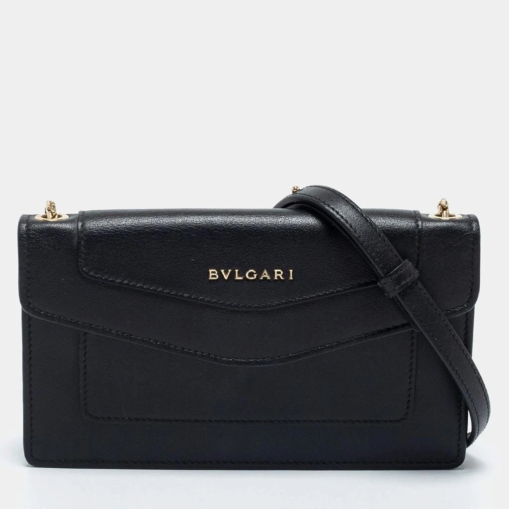 商品[二手商品] BVLGARI|Bvlgari Black Leather Flap Crossbody Bag,价格¥5057,第1张图片