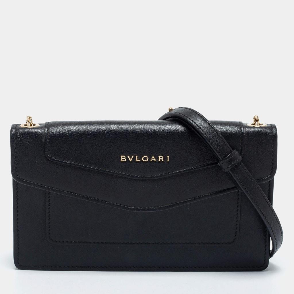 商品[二手商品] BVLGARI|Bvlgari Black Leather Flap Crossbody Bag,价格¥5882,第1张图片