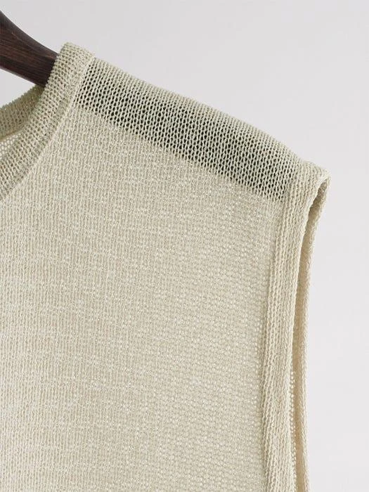 商品LIEU HOMME|MESH KNIT VEST BROWN,价格¥424,第4张图片详细描述