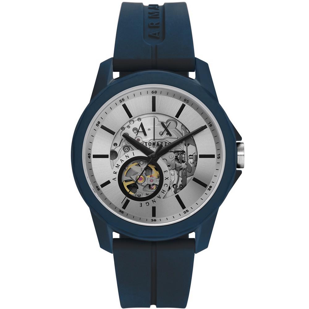 Men's Automatic in Navy Case with Navy Silicone Strap Watch, 44mm商品第1张图片规格展示