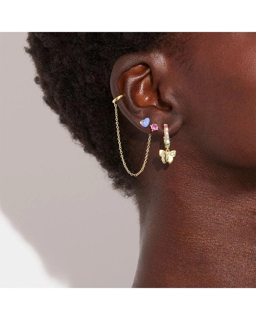 Butterfly Crystal Huggie Hoop Earrings, Single Stud Earrings, & Chain Ear Cuff, Set of 4 商品