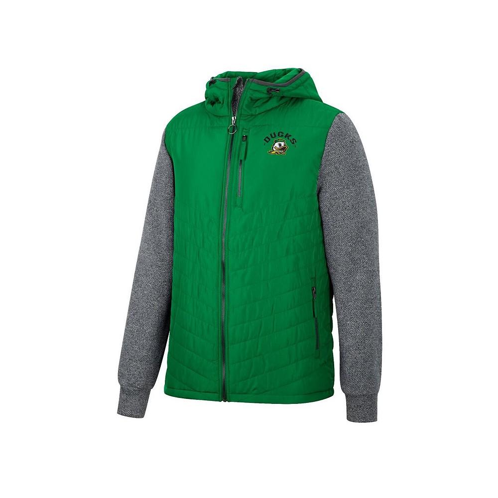 Men's Green, Charcoal Oregon Ducks Course Herringbone Full-Zip Hoodie商品第3张图片规格展示