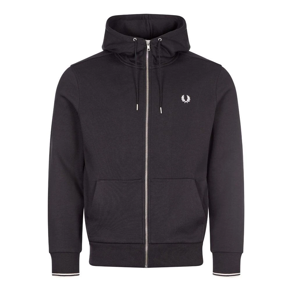 商品Fred Perry|Fred Perry Zipped Hooded Sweatshirt - Black,价格¥622,第1张图片