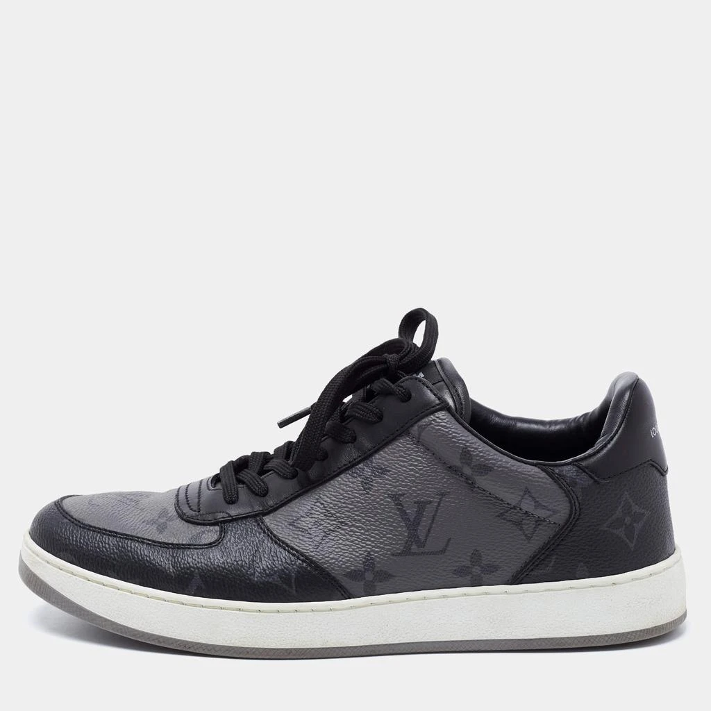 商品[二手商品] Louis Vuitton|Louis Vuitton Grey/Black Monogram Canvas And Leather Rivoli Lace Up Sneakers  Size 36.5,价格¥4080,第1张图片