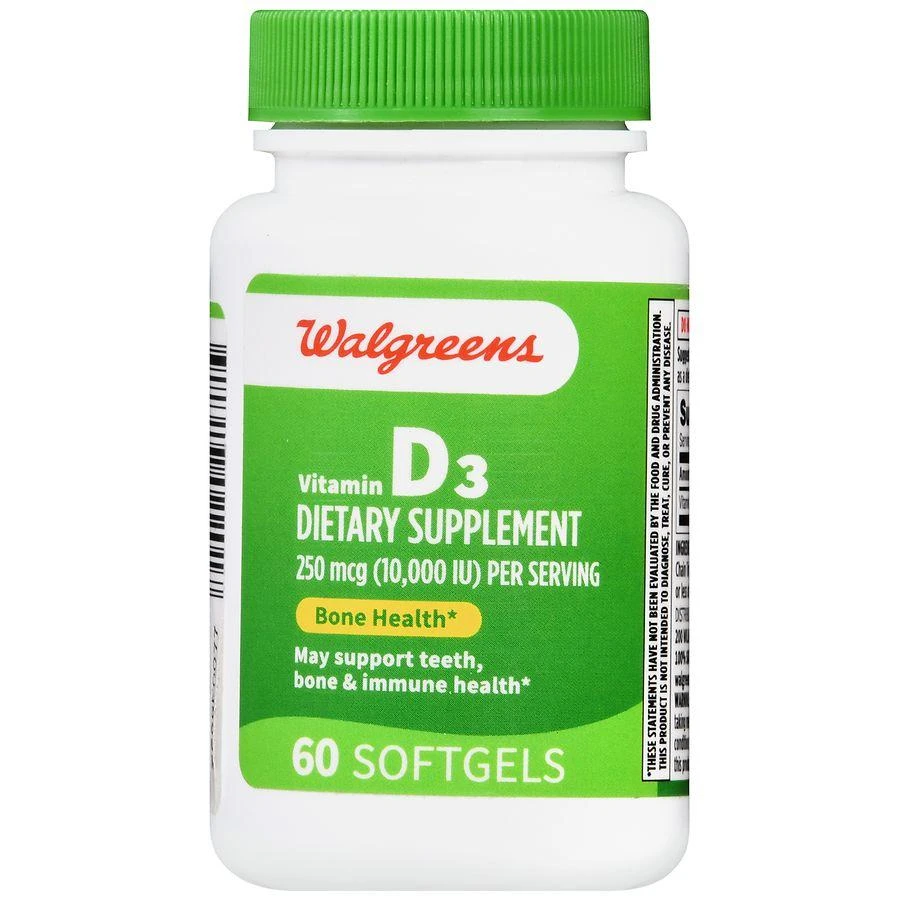 商品Walgreens|Vitamin D3 250 mcg Softgels (60 days),价格¥76,第2张图片详细描述