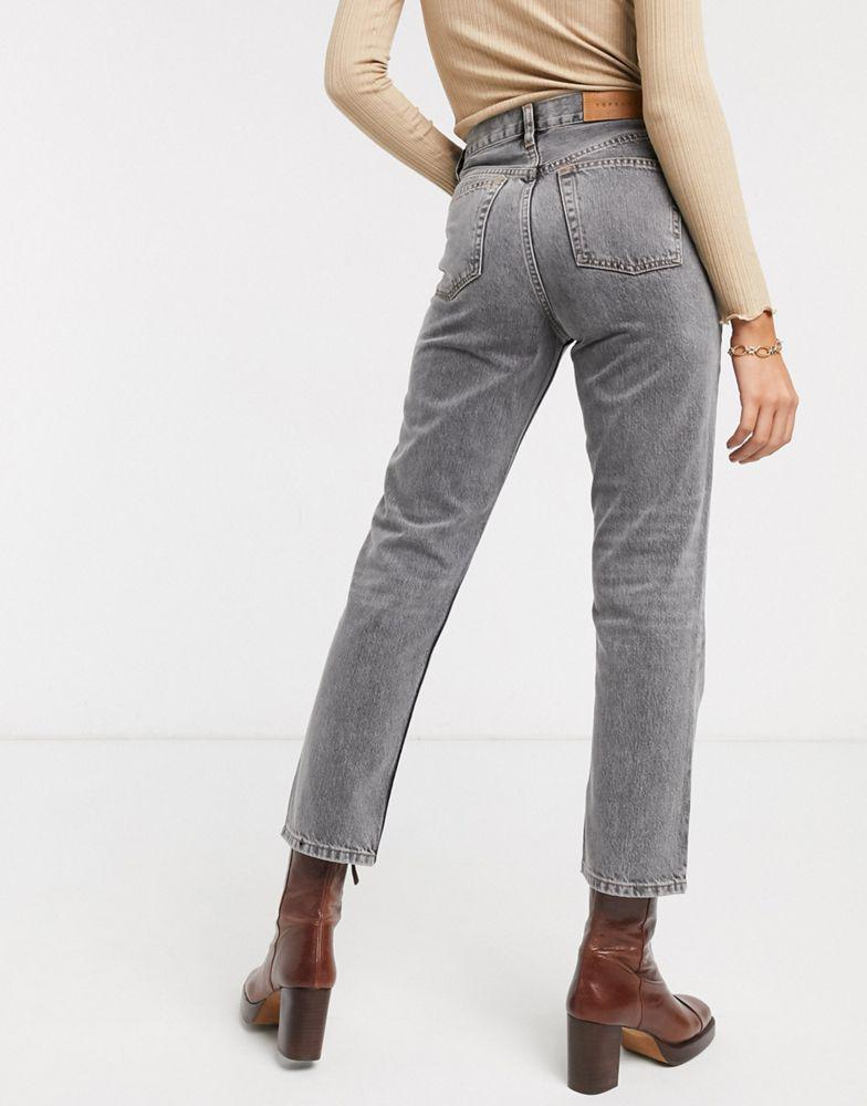 Topshop Editor straight leg jeans in grey商品第2张图片规格展示
