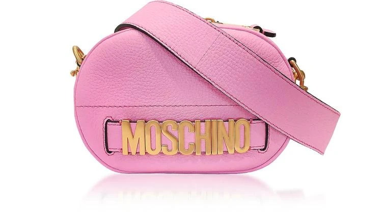 商品Moschino|Moschino 摩斯基诺 粉红色皮革椭圆斜挎包配金色logo,价格¥3143,第1张图片