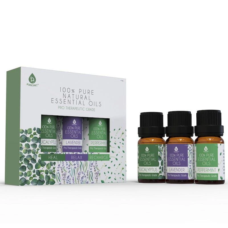 商品PURSONIC|3 pack of 100% Pure Essential Oils (Eucalyptus, Lavender & Peppermint),价格¥136,第1张图片